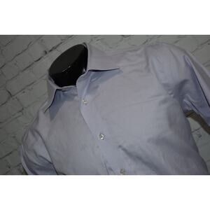 David Donahue Dress Shirt Mens Size XL Trim Fit Cotton Non-Iron Purple Geometric